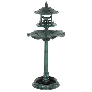 3-in-1 Garden Bird Bath Bowl Pedastal with Bird Feeder, Large Water Basin, & Underneath Flower Planter, Gold