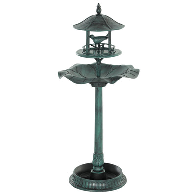 3-in-1 Garden Bird Bath Bowl Pedastal with Bird Feeder, Large Water Basin, & Underneath Flower Planter, Gold