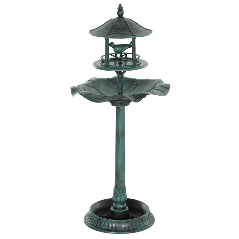 3-in-1 Garden Bird Bath Bowl Pedastal with Bird Feeder, Large Water Basin, & Underneath Flower Planter, Gold