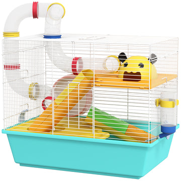 3 Tiers Hamster Cage for Gerbil, Dwarf Hamster with Tunnels, Water Bottle, Exercise Wheel, 18