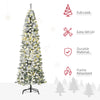 7.5ft Christmas Tree Artificial Snow Flocked Christmas Tree with Warm White LED Light, Holiday Home Xmas Decoration, Green White