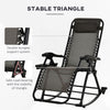 2 in 1 Adjustable Zero Gravity Reclining Lounge Chair Garden Recliner and Rocker Foldable Sun Lounger Napping Seat w/ Headrest & Tray Grey