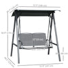 2-Seat Outdoor Porch Swing Patio Swing with Adjustable Canopy, Removable Seat and and Steel Frame for Garden, Poolside