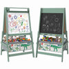 Art Easel for Kids, 3-in-1 Double-Sided Kids Easel with Chalkboard, Whiteboard, Paper Roll, 2 Storage Bins for 3-8, Green