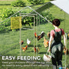 Large Metal Chicken Run with Waterproof & UV-Resistant Cover, Feeding Door, Hanging Feeder, Perch for 12-18 Chickens