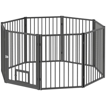 8 Panels Dog Playpen, Foldable Portable Pet Playpen with Door, for Small & Medium Dogs, 30