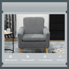 Fabric Accent Chair, Modern Upholstered Armchair with Wood Legs and Wide Padded Seat, Grey
