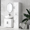 Farmhouse Pedestal Sink Storage Cabinet, Bathroom Under Sink Cabinet with 2 Barn Doors and Adjustable Shelf, White