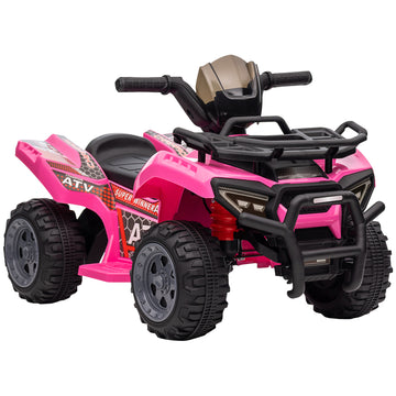 6V Kids ATV Quad, 4 Wheeler Battery Powered Electric Ride on Car with Music, Forward, for Boys and Girls Ages 18-36 Months, Pink