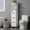 Narrow Bathroom Cabinet with 3 Drawers and 2 Tier Shelf, Tall Cupboard Freestanding Linen Tower, White