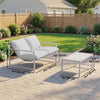 2 Piece Patio Furniture Set, Outdoor Loveseat Sofa Set with Thick Cushions and Coffee Table for Porch Garden, Light Grey