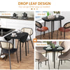 Folding Dining Table, Round Drop Leaf Kitchen Table for Small Spaces with Wood Legs, Distressed Black