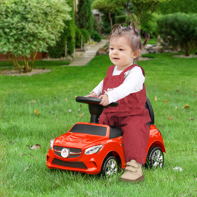 Kids Ride On Push Car, Foot-to-Floor Walking Sliding Toy Car for Toddler with Under Seat Storage, Music, Headlights Red