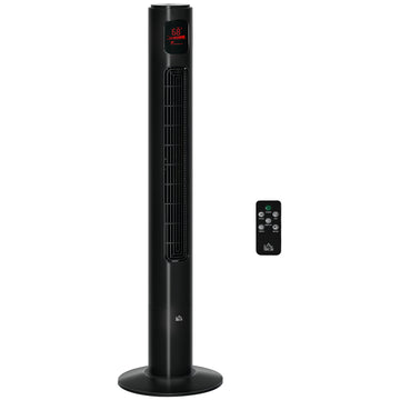 Freestanding Tower Fan Cooling for Home Bedroom with Oscillating, 3 Speed, 12h Timer, LED Sensor Panel, Remote Controller, Black
