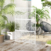 6.5FT Decorative Outdoor Divider, Metal Privacy Screen with Stand, Large Leaf Style, White