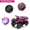 12V Kids ATV Quad, 4 Wheeler Battery Powered Electric Vehicle with Music MP3, Headlights, High Low Speed, Treaded Tires, for Boys and Girls Ages 37-60 Months, Pink