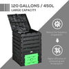 Compost Bin, Garden Composter with 80 Vents and 2 Doors, 120 Gallon (450L), Black