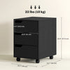 3 Drawer File Cabinet, Vertical Filing Cabinet with Wheels, Mobile Printer Stand with Storage for Home Office, Black