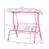 2-Seat Kids Porch Swing Chair, Children Outdoor Patio Furniture Lounge Chair for Garden, with Adjustable Canopy, Seat Belt, Mermaid Pattern, for 3-6 Years Old, Pink
