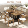 Folding Dining Table, Extendable Kitchen Table for Small Spaces with Storage Shelf and 6 Wheels, Light Brown