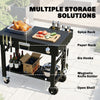 Outdoor Grill Cart, Folding Grill Table with Magnetic Knife Holder, Hooks, Spice Rack, Paper Rack, Black