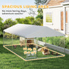 Outdoor Dog Run w/ Adjustable & Rotating Bowls, Water-Resistant UV-Resistant Cover, Secure Lock, 13.1' x 7.5' x 5.2'