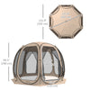 11' x 11.5' Screen Tent, Pop Up Camping Gazebo with Portable Carry Bag and 2 Doors, Beige