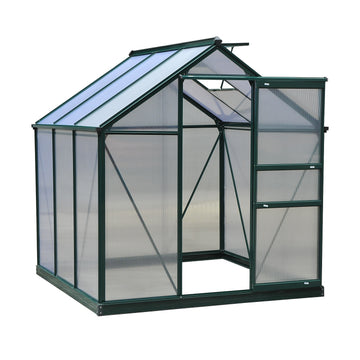 6.2' x 6.3' x 6.6' Clear Polycarbonate Greenhouse Large Walk-In Green House Garden Plants Grow Galvanized Base Aluminium Frame w/ Slide Door