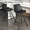 Set of 2 Microfiber Cloth Bar Stools, Multi-functional Kitchen Stools, Bar Chair with Metal Leg Padded Cushion Seat for Dining, Black