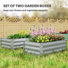 Set of 2 Galvanized Raised Beds for Garden, Outdoor Planter Box for Flowers, Herbs and Vegetables, Light Grey