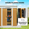 7' x 4' Outdoor Storage Shed, Metal Garden Tool Storage House Organizer with Lockable Sliding Doors and Vents for Backyard Patio Lawn, Yellow