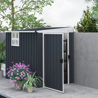 4' x 6' Outdoor Storage Shed, Metal Garden Shed with Window, 2 Vents and Lockable Door for Backyard, Garden, Patio