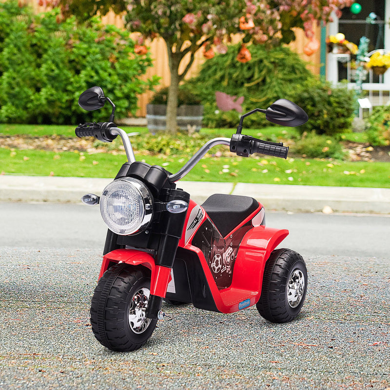 Kids Electric Motorcycle 6V Battery Powered Ride-On Dirt Bike 3-Wheels Motorbike with Horn Headlights Realistic Sounds 1.24mph Speed for Girls Boy 18 - 36 Months Red
