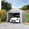 Heavy Duty Carport, 10 x 17 ft Portable Garage with Roll-up Zipper Door for Motorcycle Garden Storage, Grey