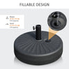 48 lb Heavy Duty Patio Umbrella Base, Water Filled Market Umbrella Stand with Steel Pole for Outdoor, Backyard, Black