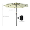 10' x 8' Round Market Umbrella, Patio Umbrella, Outdoor Parasol with Crank Handle, Tilt for Garden, Bench, Lawn, Beige