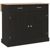 Rolling Kitchen Island with Drop Leaf Wood Breakfast Bar, Farmhouse Kitchen Cart with 2 Drawers, Adjustable Shelves for Dining Room