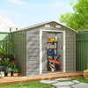 7.7' x 6.5' Outdoor Metal Garden Shed House Hut Gardening Tool Storage with Ventilation