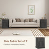 Side Table Set of 2, End Tables with Drawer and Cabinet, Nightstands for Small Spaces, Living Room, White