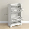 Slim Shoe Storage Cabinet, Farmhouse Shoe Cabinet with 2 Flip Drawers, Adjustable Shelves for 8 Pairs, Distressed White