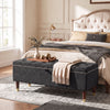 Storage Ottoman Bench, Linen-Look Upholstered Seat, 264 LBS Capacity, End of Bed Bench, Dark Grey