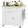 Kitchen Island with Power Outlet and Drop Leaf, Rolling Kitchen Cart with 2 Drawers and Adjustable Shelves