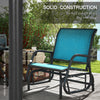 Patio Glider Set of 2 Outdoor Glider Chair with Breathable Mesh Seat & Backrest, Armrests and Metal Frame, Blue