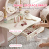 Qaba Kids Vanity Set, Kids Makeup Vanity Table and Chair with Triple Mirrors, 5 Pcs Accessories and Drawer for Girls 3+, Pink