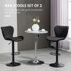 Bar Stools Set of 2, Adjustable Height Swivel Bar Chairs, Linen-feel Fabric Upholstered Kitchen Counter Stools with Wide Seat, Back and Footrest, Black