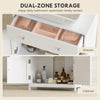 Modern Bathroom Vanity Cabinet, Freestanding Under Sink Storage with Drawer, U-Shaped Cutout for Pedestal Sink, White