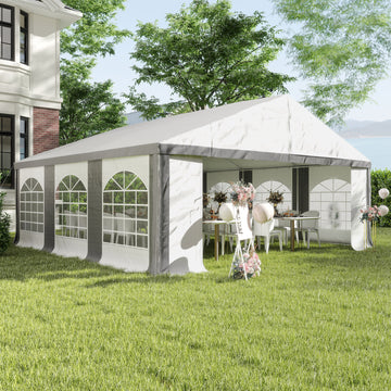 20' x 20' Heavy-duty Large Wedding Tent, Outdoor Carport Garage Party Tent, Patio Gazebo Canopy with Sidewall