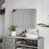 Bathroom Mirror Cabinet, Wall-Mounted Storage Organizer with Double Doors, Adjustable Shelf, Grey