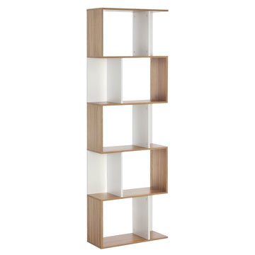 5-Tier Geometric Bookcase Display Shelf Storage Shelf Modern Room Divider Living Room Home Office Furniture, White