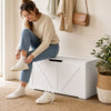39.4 Inches Storage Chest, Storage Trunk with 2 Safety Hinges for Living Room, White Wood Grain